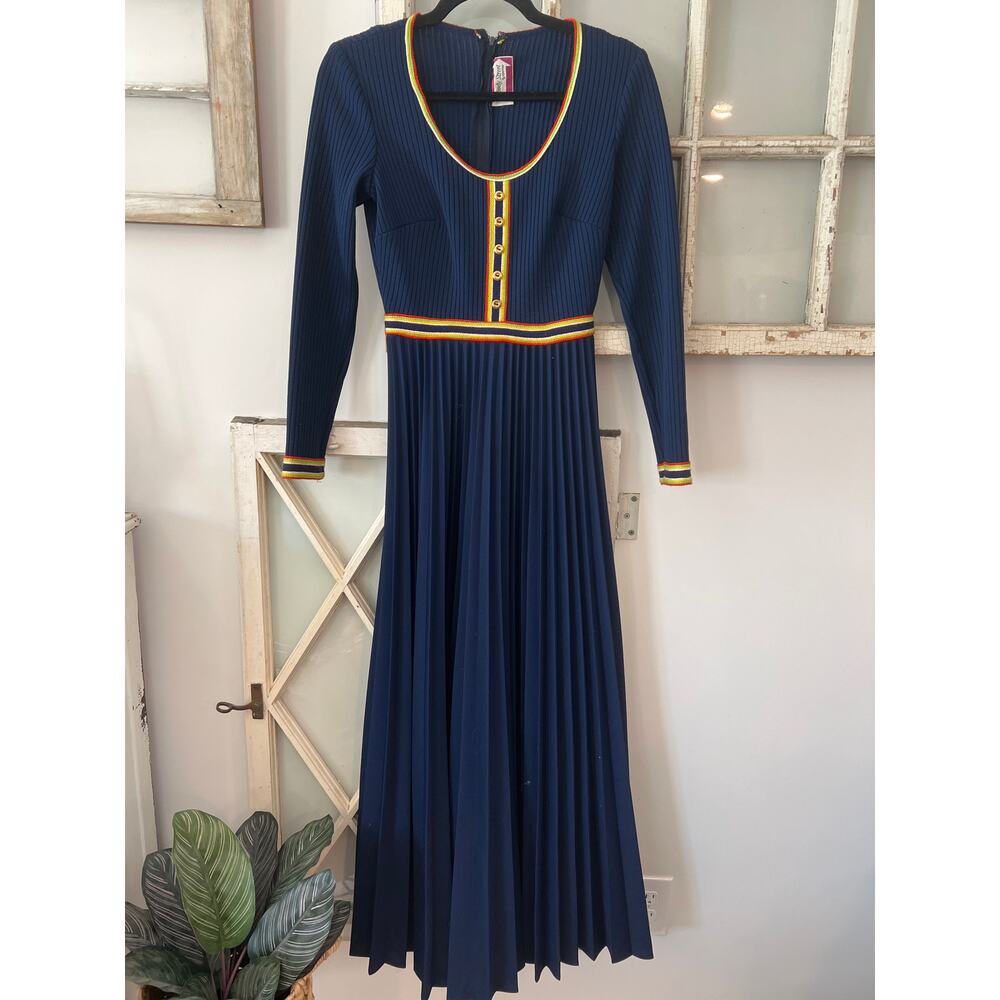 Vintage Moody Street by Puritan navy blue maxi dress 70’s